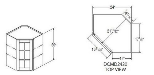 Aristokraft Cabinetry Select Series Trenton Birch Diagonal Corner Wall Cabinet With Mullion Door DCMD2430