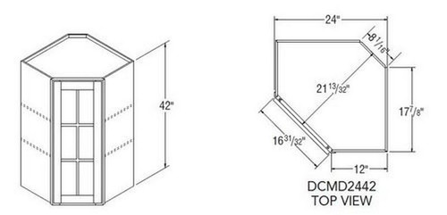 Aristokraft Cabinetry Select Series Trenton Birch Diagonal Corner Wall Cabinet With Mullions Door DCMD2442