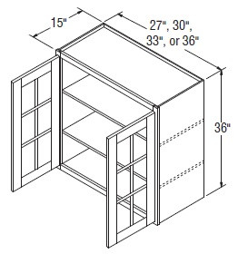 Aristokraft Cabinetry Select Series Winstead Maple 5 Piece Wall Cabinet with Mullion Doors WMD363615B