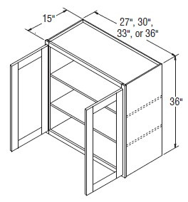 Aristokraft Cabinetry All Plywood Series Durham PureStyle Wall Cabinet with Doors Prepped For Glass WPG273615B