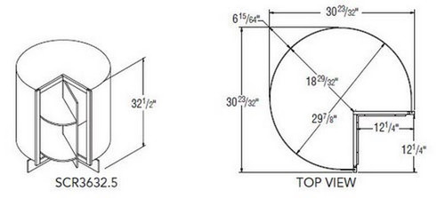 Aristokraft Cabinetry All Plywood Series Durham Purestyle Universal Square Corner Rotating Base SCR3632.5