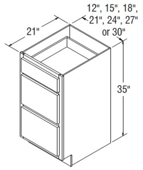 Aristokraft Cabinetry All Plywood Series Durham Purestyle Vanity Three Drawer Base VDB2735