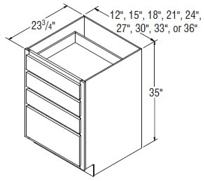Aristokraft Cabinetry Select Series Durham PureStyle Four Drawer Base DB15-4