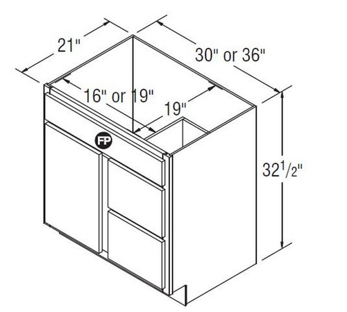 Aristokraft Cabinetry Select Series Korbett Maple Vanity With Drawer Base VSD3032.5R Hinged Right