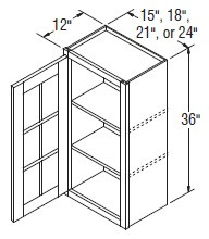 Aristokraft Cabinetry All Plywood Series Winstead Paint 5 Piece Wall Cabinet with Mullion Doors WMD2436L Hinged Left