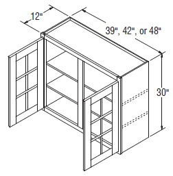 Aristokraft Cabinetry All Plywood Series Winstead Paint 5 Piece Wall Cabinet with Mullion Doors WMD4830