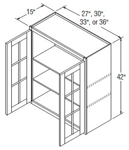 Aristokraft Cabinetry All Plywood Series Winstead Paint 5 Piece Wall Cabinet with Mullion Doors WMD364215B