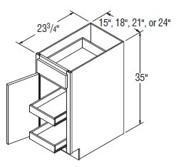 Aristokraft Cabinetry All Plywood Series Winstead Paint 5 Piece Base Cabinets with Double Roll Tray B21RT-2