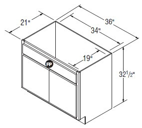 Aristokraft Cabinetry All Plywood Series Winstead Paint 5 Piece Vanity Console Base VCB3632.5B