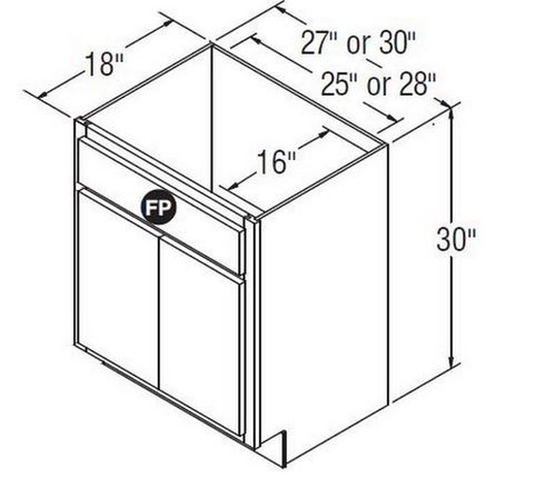 Aristokraft Cabinetry Select Series Winstead Paint 5 Piece Vanity Sink Base VSB2718B