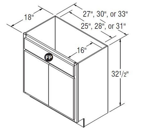 Aristokraft Cabinetry Select Series Winstead Paint 5 Piece Vanity Sink Base VSB2732.518B