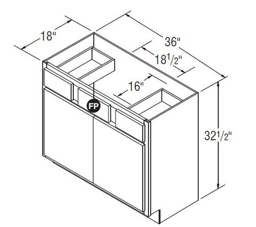 Aristokraft Cabinetry Select Series Winstead Paint 5 Piece Vanity Sink Base VSB3632.518B