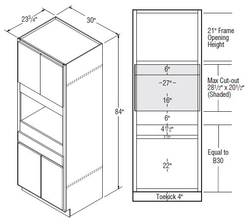 Aristokraft Cabinetry All Plywood Series Trenton Birch Paint Microwave Tall Cabinet TMW30B