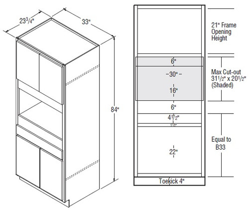 Aristokraft Cabinetry All Plywood Series Trenton Birch Paint Microwave Tall Cabinet TMW33B