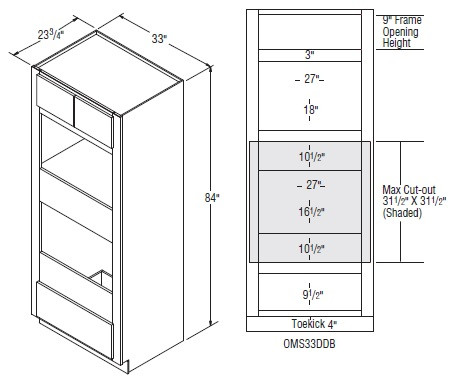 Aristokraft Cabinetry All Plywood Series Trenton Birch Paint Oven with Microwave Cabinet OMS33DDB
