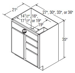 Aristokraft Cabinetry Select Series Wentworth Maple Vanity Door and Drawer Base VSD3335L Hinged Left