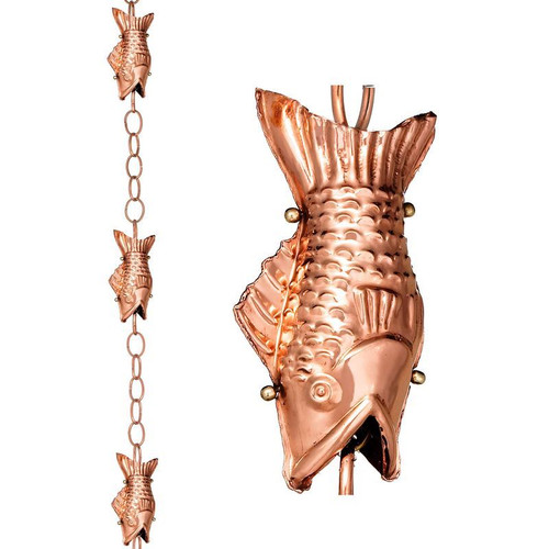 Good Directions - Fish Pure Copper 8.5 ft. Rain Chain - 487P-8