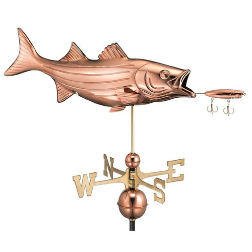 Good Directions - Bass with Lure Weathervane - Pure Copper - 9602P