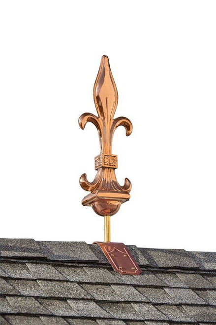 Good Directions - Fleur-De-Lis Pure Copper Finial with decorative Copper Roof Mount   - 739T