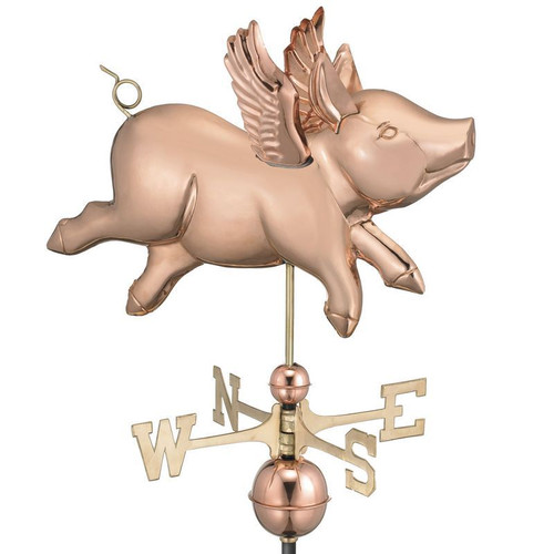 Good Directions - Flying Pig Weathervane - Pure Copper - 9612P
