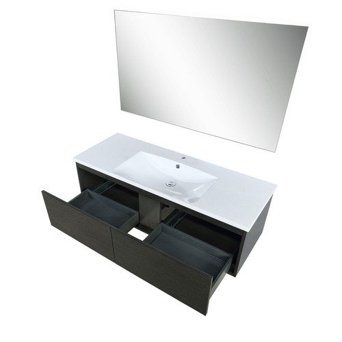 Lexora -  Sant 48" Iron Charcoal Bathroom Vanity - Acrylic Composite Top with Integrated Sink -  43" Frameless Mirror - LS48SRAISM43