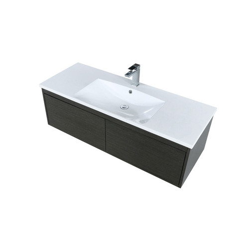 Lexora -  Sant 48" Iron Charcoal Bathroom Vanity - Acrylic Composite Top with Integrated Sink -  Labaro Brushed Nickel Faucet Set - LS48SRAIS000FBN