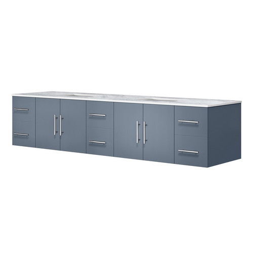 Lexora -  Geneva 84" Dark Grey Double Vanity - White Carrara Marble Top - White Square Sinks  no Mirror - LG192284DBDS000