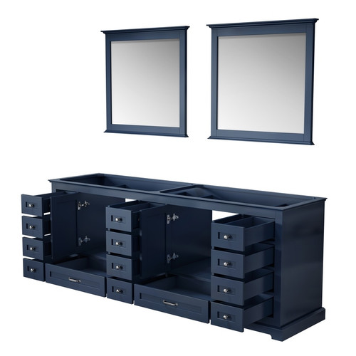 Lexora -  Dukes 84" Navy Blue Double Vanity - no Top  34" Mirrors - LD342284DE00M34