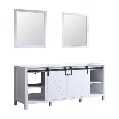 Lexora -  Marsyas 80" White Double Vanity - no Top  30" Mirrors - LM342280DA00M30