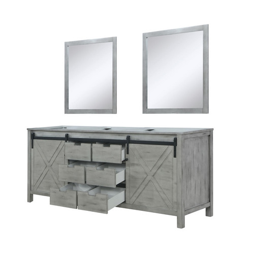 Lexora -  Marsyas 80" Ash Grey Double Vanity - no Top  30" Mirrors - LM342280DH00M30