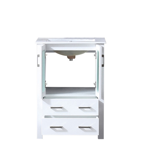 Lexora -  Volez 24" White Single Vanity - Integrated Top - White Integrated Square Sink  no Mirror - LV341824SAES000