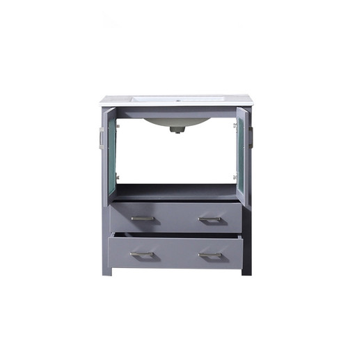 Lexora -  Volez 30" Dark Grey Single Vanity - Integrated Top - White Integrated Square Sink  no Mirror - LV341830SBES000