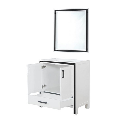 Lexora -  Ziva 30" White Single Vanity - no Top  28" Mirror - LZV352230SA00M28