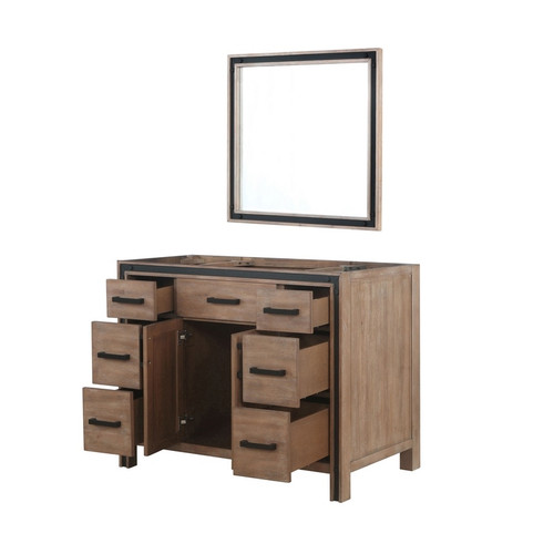 Lexora -  Ziva 48" Rustic Barnwood Single Vanity - no Top  34" Mirror - LZV352248SN00M34