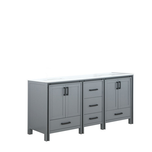 Lexora -  Ziva 72" Dark Grey Double Vanity - Cultured Marble Top - White Square Sink  no Mirror - LZV352272SBJS000