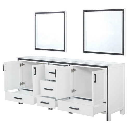Lexora -  Ziva 80" White Double Vanity - no Top  30" Mirrors - LZV352280SA00M30