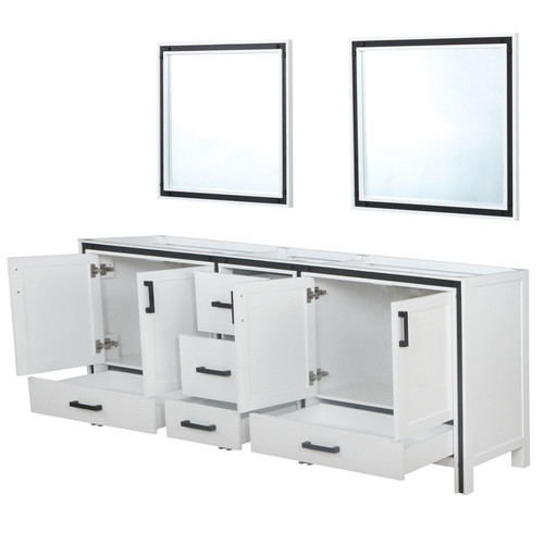 Lexora -  Ziva 84" White Double Vanity - no Top  34" Mirrors - LZV352284SA00M34