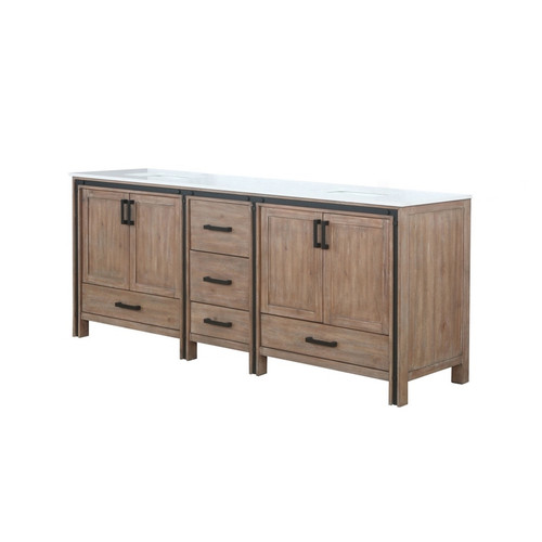 Lexora -  Ziva 84" Rustic Barnwood Double Vanity - Cultured Marble Top - White Square Sink  no Mirror - LZV352284SNJS000