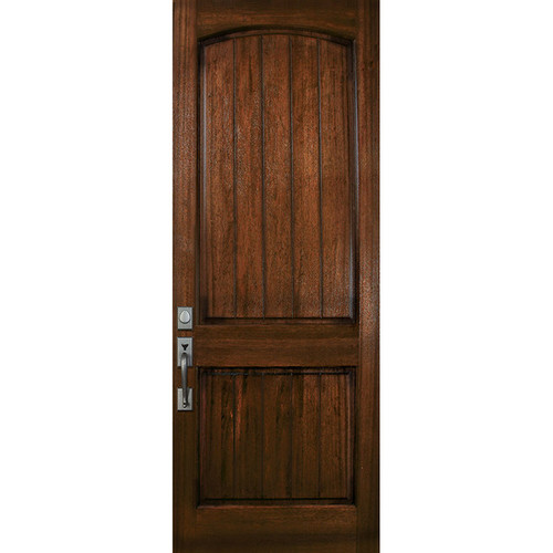 WoodCraft | Arch 2 Panel V-Grooved Mahogany | 8' Tall
