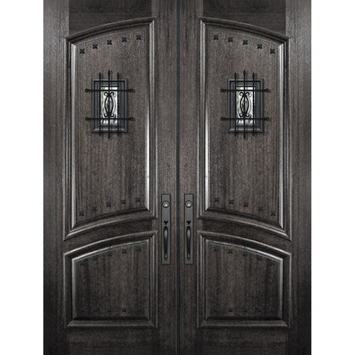 WoodCraft | Square Top Arch 2 Panel Double with Speakeasy & Clavos | 8' Tall