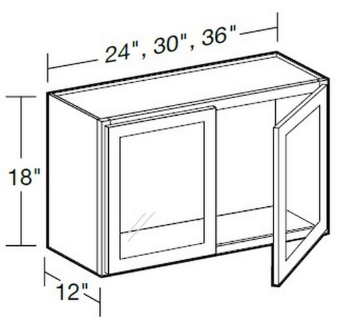 Ideal Cabinetry Glasgow Pebble Gray Wall Cabinet - Glass Doors - W3618PFG-GPG