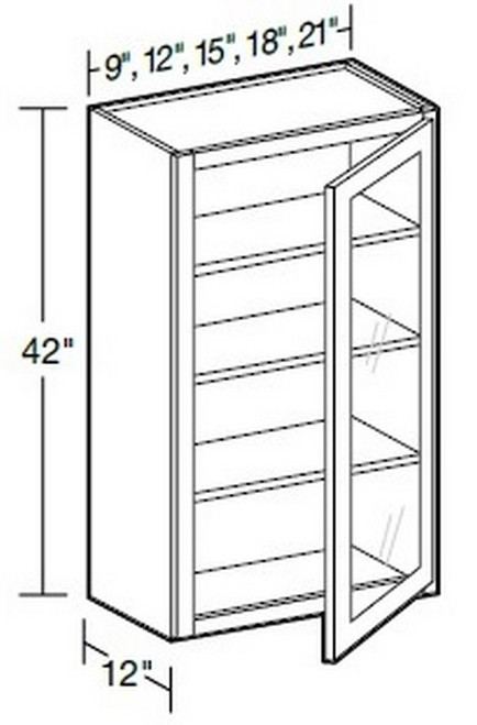 Ideal Cabinetry Glasgow Pebble Gray Wall Cabinet - Glass Doors - W1842PFG-GPG