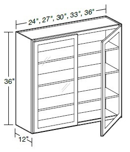 Ideal Cabinetry Glasgow Pebble Gray Wall Cabinet - Glass Doors - W2736PFG-GPG