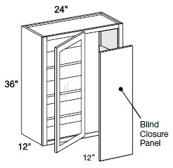 Ideal Cabinetry Glasgow Pebble Gray Corner Cabinet - Glass Doors - WBCU2736PFG-GPG