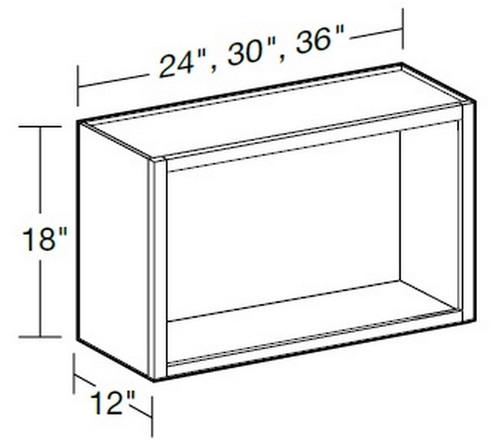 Ideal Cabinetry Glasgow Pebble Gray Wall Cabinet - Without Doors - W2418ND-GPG