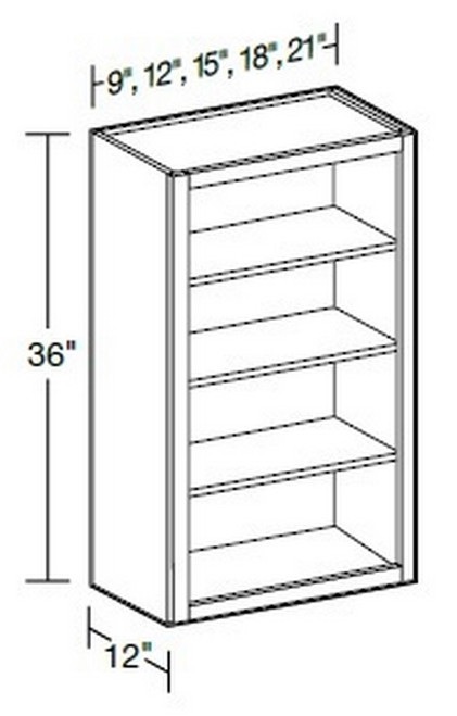 Ideal Cabinetry Glasgow Pebble Gray Wall Cabinet - Without Doors - W1236ND-GPG