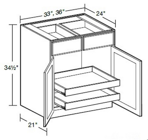 Ideal Cabinetry Glasgow Pebble Gray Base Cabinet - B33-2T-GPG