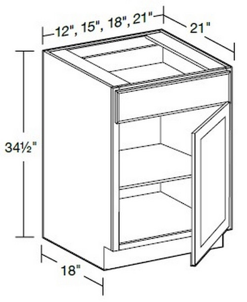 Ideal Cabinetry Glasgow Pebble Gray Single Door Vanity Base Cabinet - VB1521-GPG
