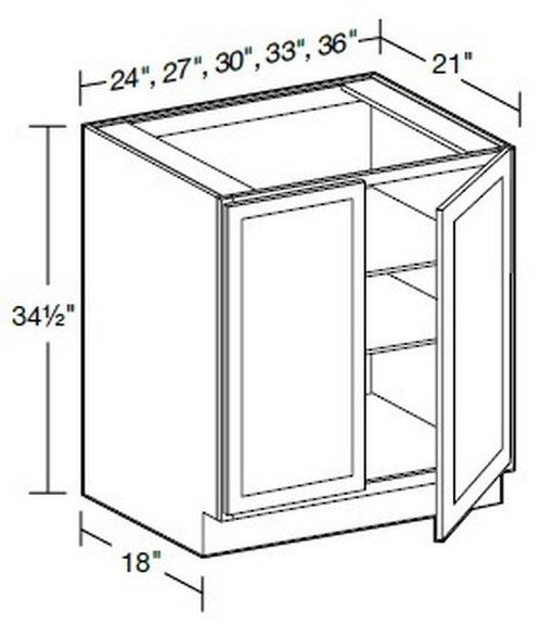 Ideal Cabinetry Glasgow Pebble Gray Double Full Height Door Vanity Base Cabinet - VB3621FH-GPG