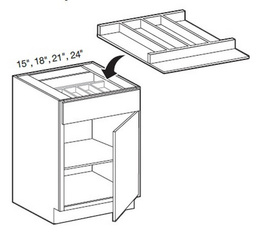 Ideal Cabinetry Glasgow Pebble Gray Utensil Divider Tray - UTD15-GPG